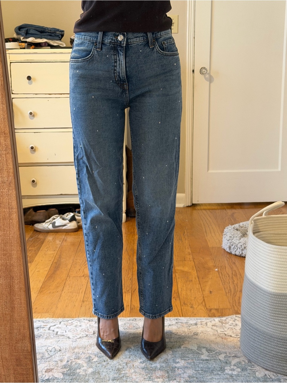 Sam Edelman High-Rise Stovepipe Straight Jean in Tierra